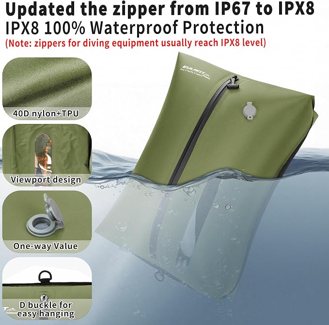 Eulant Travel Vacuum Bags with Pump,Professional IPX8 Waterproof Vacuum Compression Bag for Carry-On Suitcase & Travel Backpack,Space Saver Bags Packing Organizers(3 Pack,Green) - Image 3
