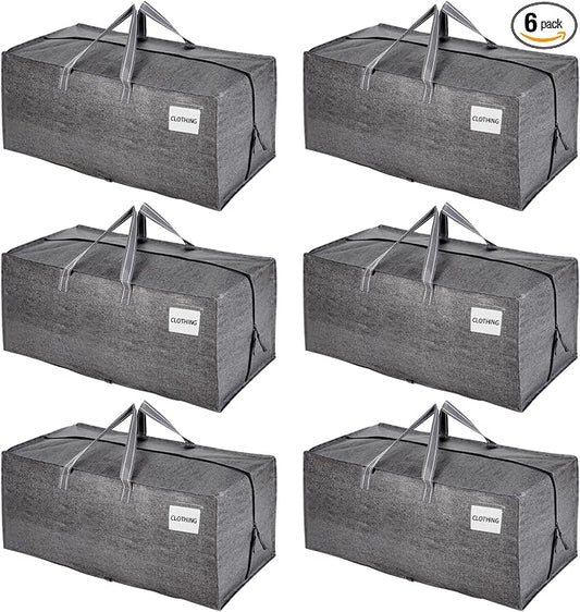 VENO 6 Pack Heavy Duty Moving Bags with Backpack Straps, Zippers & Handles, Extra Large Packing Bags for College Dorm Essentials, Moving Supplies Alternative to Cardboard Moving Boxes by Veno