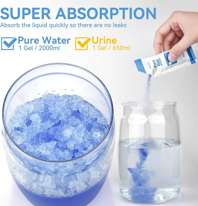 Poesie Poo Absorbent Gel Powder for Portable Toilet Camping Hiking Outdoor Portable Potty Resolution - Image 3
