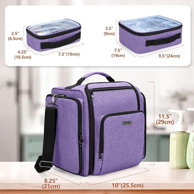 BAFASO Large Travel Toiletry Bag with 4 Removable Pouches, Purple | Multifunctional Makeup Bag for Toiletry Supplies. - Image 6