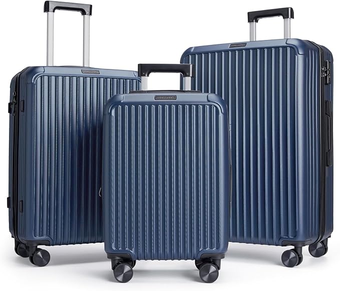 LIGHT FLIGHT 3 Piece Luggage Sets With Spinner Wheels Hardshell TSA Lock | Durability, Spinner Wheels, Hardside Lightweight, TSA Lock, Durable, PC+ABS, Mobility, by LIGHTFLIGHT