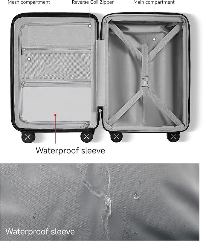 LUGGEX Carry On Luggage Front Opening 22x14x9 Airline Approved, Polycarbonate Hard Suitcase with Front Pocket (Blue, 20 Inch, 35L) - Image 7