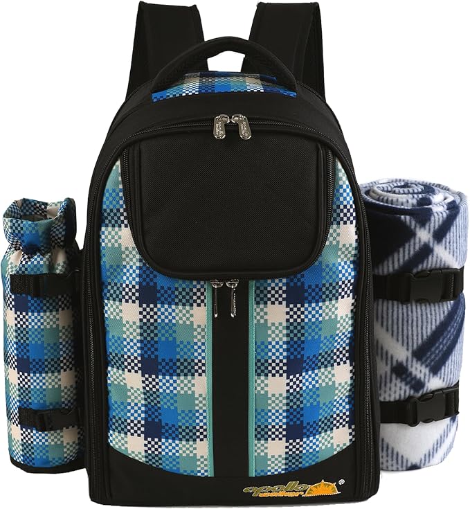 apollo walker Picnic Backpack Bag for 2 Person with Cooler Compartment, Detachable Bottle/Wine Holder, Fleece Blanket, Plates and Cutlery Set - Image 7