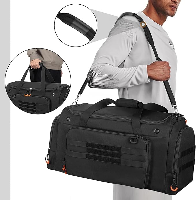 DSLEAF Tactical Sneaker Duffle Bag for 4 Pairs of Shoes, Sneaker Travel Bag with 3 Adjustable Dividers with Multiple Pockets, Detachable Shoulder and TSA Carry-on Approved Size - Image 5