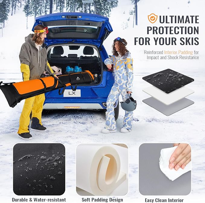 GoHimal Ski Bag & Boot Bag Combo, Padded Ski Carrier | Fits Skis Up to 200CM, Fits Boots Up to US13, Safety Reinforced, Water-Resistant, Ski Travel Bag - Image 5