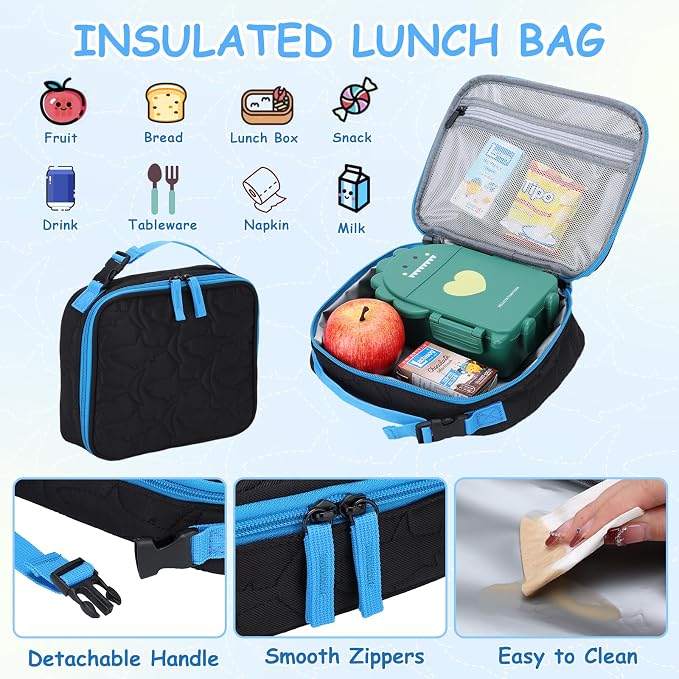 Chase Chic Toddler Backpack for Boys, Puffer Cute Lightweight Preschool Backpack with Lunch Box Set for Daycare Travel Kids Age 3-6,Black Shark - Image 5