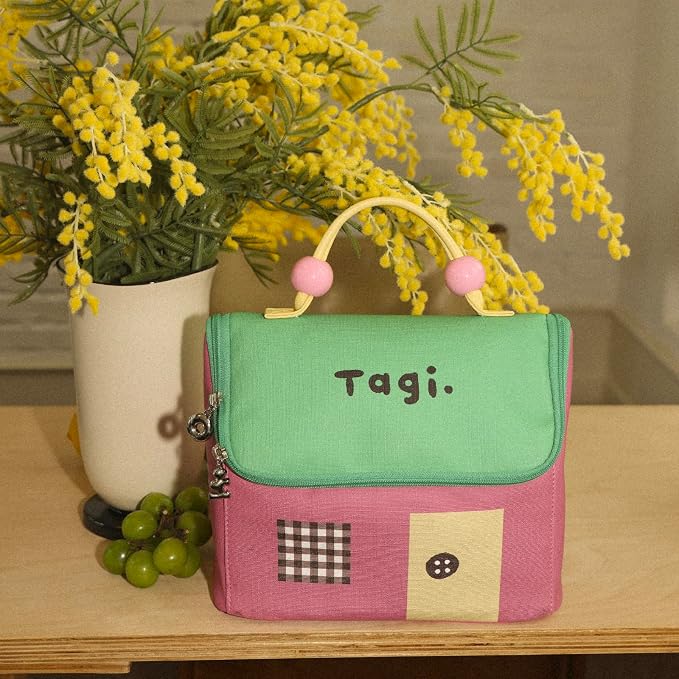 Tagi. Signal House Large Capacity Travel Makeup Bag, Waterproof PVC Cosmetic Bag for Women, Wide-Open Flat Pouch for Brushes & Skincare, Portable Organizer with Handle & Dividers - Image 7