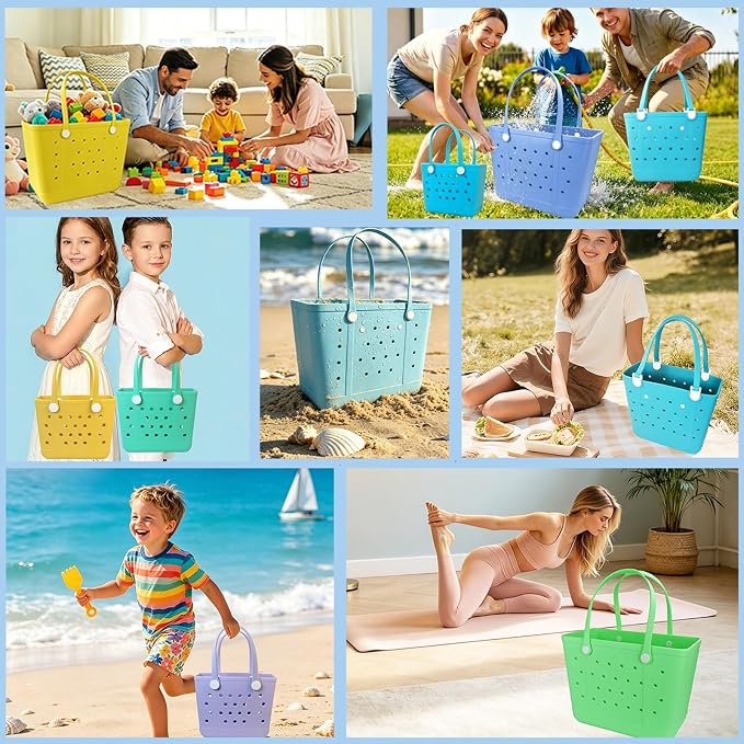 Rubber Beach Bag for Women, Waterproof Travel Tote Bags for Beach | Waterproof Sand-proof Tote Bags with Zipper Pocket, Durable Lightweigh Tote Bag for Outdoor - Image 8