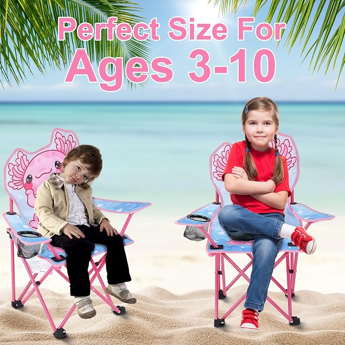 KABOER Kids Outdoor Folding Camping Chair with Cup Holder Carrying Bag | Portable Camping Chair for Beach Picnic Camping Travel Lawn Ages 3-10 - Image 7