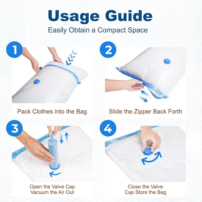 HOUSE DAY 10 Jumbo Vacuum Storage Bags with Pump,Space Saving Vacuum Seal Bags For Clothing Travel, Vacuum Storage Bags For Clothes, Comforters, Blankets, Pillows, Bedding, Moving, Travel, Hand Pump - Image 8