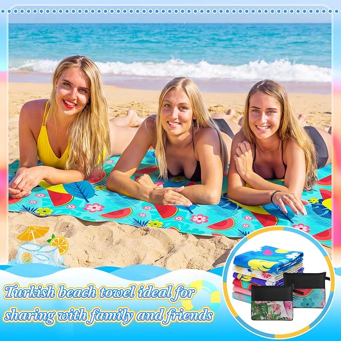 Peryiter 48 Pcs Microfiber Beach Towel with Bags Bulk, 24 Large Quick Dry Pool Towels and 24 Storage Bags, 28 x 55 Inch Hawaiian Blanket for Beach Swimming Summer Party Camping Travel Women - Image 4