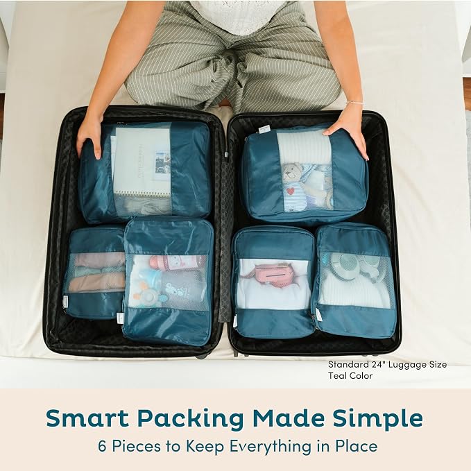 6-Pack Large Compression Packing Cubes for Travel - Lightweight Compression Packing Cube Set, Water-Resistant Luggage Organizer Bags & Suitcase Organizers, Travel Cubes for Carry-On, Checked Luggage - Image 4