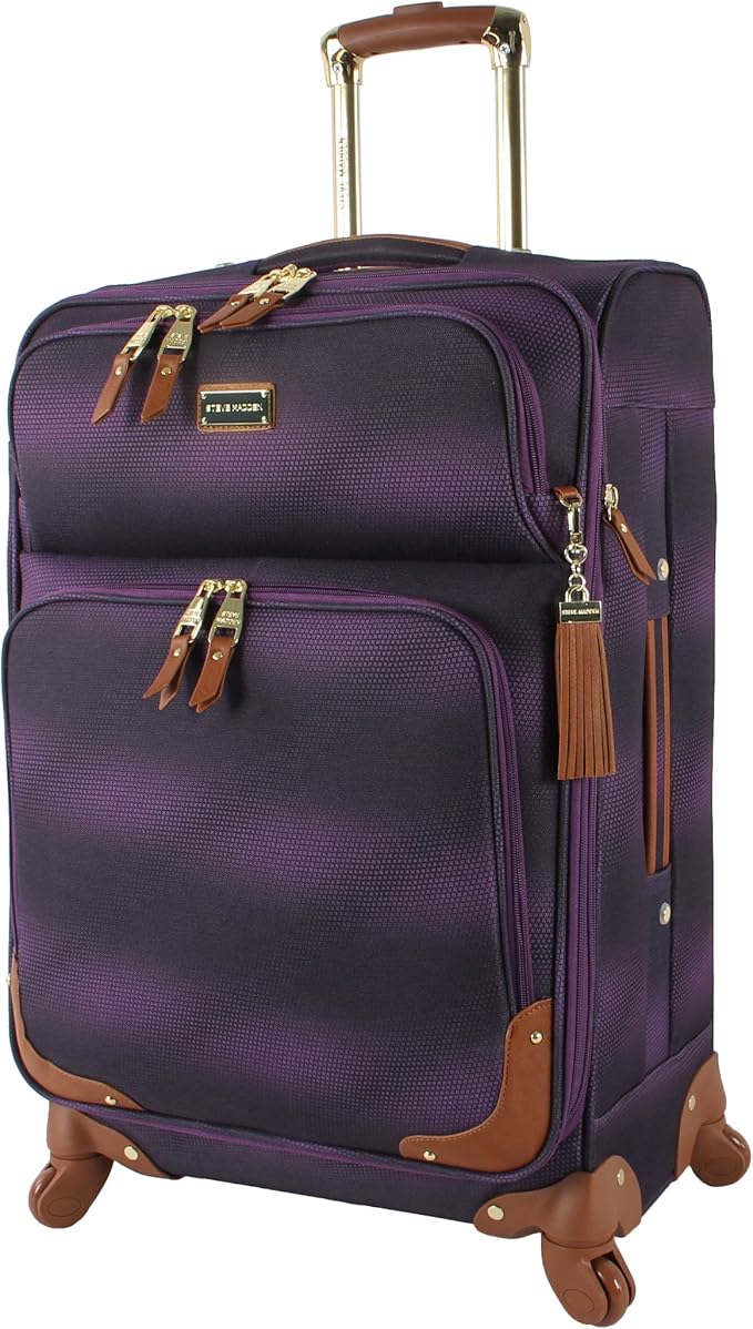 Steve Madden Designer Luggage Collection - 3 Piece Softside Expandable Lightweight Spinner Suitcase Set - Travel Set Includes an Under Seat Bag, 20-Inch Carry on and 28-Inch Checked Suitcase, Shadow - Image 2