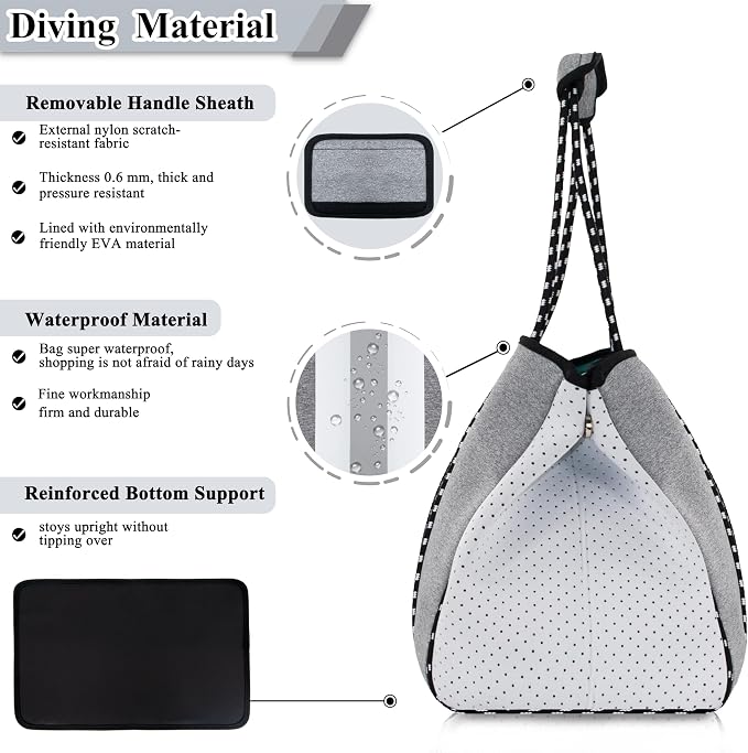 QOGiR Neoprene Multipurpose Beach Bag Tote with Inner Zipper Pocket … … … … - Image 5