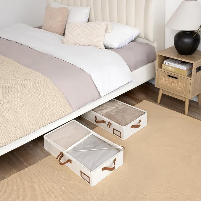 StorageWorks Under Bed Storage Containers with Handles and Label Holder, 2 Pack Ultra-thick Fabric Underbed Bins, Closet Organizer for Clothes, Blankets, Sweater - Image 4
