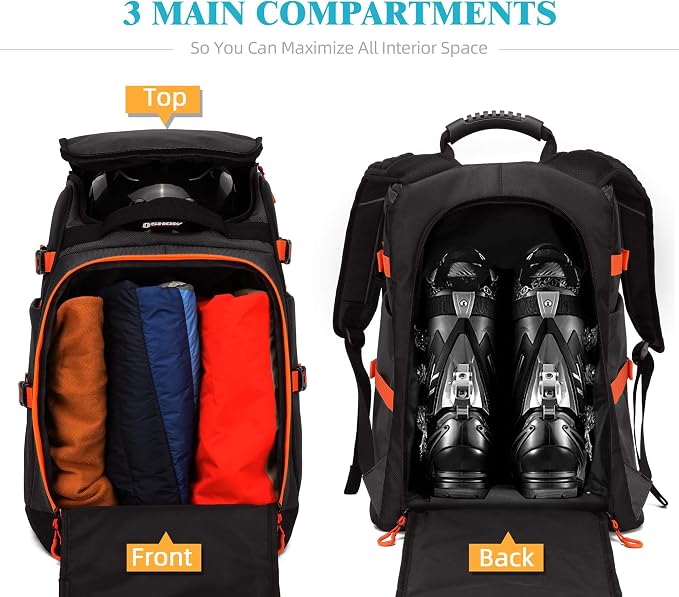 TurnWay Ski/Snowboard Boot Backpack/Ski Boot Backpack | Excellent for Store All Gear | Travel with Waterproof Exterior, Reflective Strip for Men, Women and Youth - Image 3