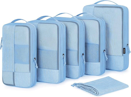 BAGSMART Compression Packing Cubes for Travel, 6 Set Luggage Organizer Bags | Fits 20/24/28in Carry-On Suitcases, Compressible Bags Streamline Cruise Travel Essentials, Sturdy Handles, Machine Washable by BAGSMART