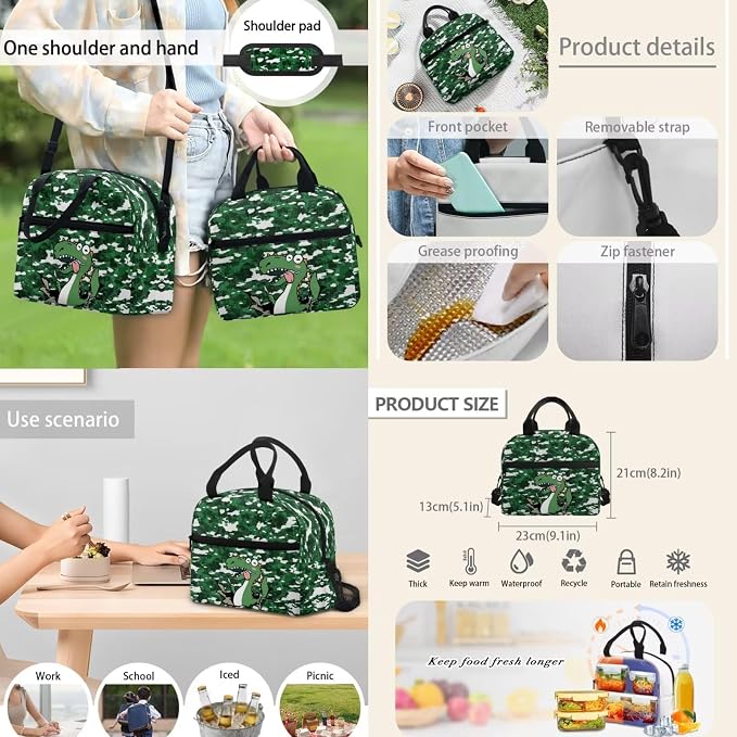 Dinosaur Backpack for Kids 5-7 Years Kindergarten Elementary Scgiik Bookbag Satchel Backpack with Insulated Lunch Bag and Pencil Case Water Bottle Holder - Image 5