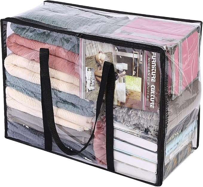 Vieshful Clear Comforter Storage Bag, 40L Clothes Storage Bag with Zipper Closet Organizer, Plastic Storage Containers Moving bags for Comforter, Blanket, Bedding, Duvet, Toys by Vieshful