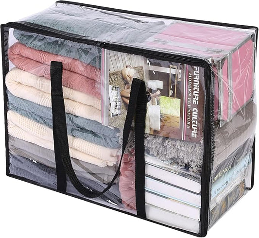 Vieshful Clear Comforter Storage Bag, 40L Clothes Storage Bag with Zipper Closet Organizer, Plastic Storage Containers Moving bags for Comforter, Blanket, Bedding, Duvet, Toys by Vieshful