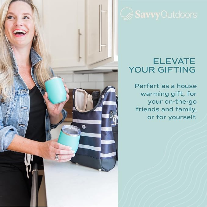 Savvy Outdoors Insulated Wine Tote Bag with Stemless Glasses & Exterior Pouch - Foldable Wine Carrier & Portable Cooler - Image 5