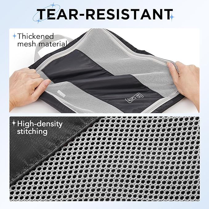 OlarHike 6 Set Compression Packing Cubes for Travel Essentials,Compressible Expandable Space Saver Bags for Organizing Clothes,Luggage Suitcase Garment Bags with Over 1000 pcs Mesh Holes(Black) - Image 5
