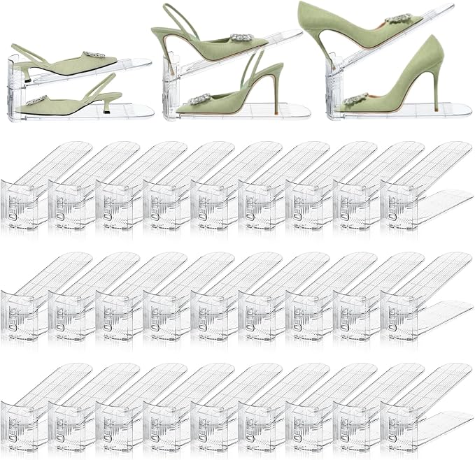 30 Pack Shoe Slots Organizer for Closet, Adjustable Shoe Stackers for a Pair of Shoes Shoe Rack Storage Shoe Space Saver 50% Shoe Shelf Display Holder for Closet by Movdeet