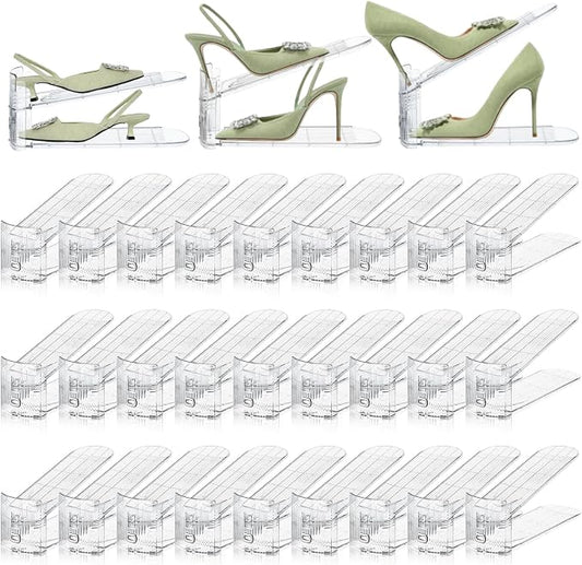 30 Pack Shoe Slots Organizer for Closet, Adjustable Shoe Stackers for a Pair of Shoes Shoe Rack Storage Shoe Space Saver 50% Shoe Shelf Display Holder for Closet by Movdeet