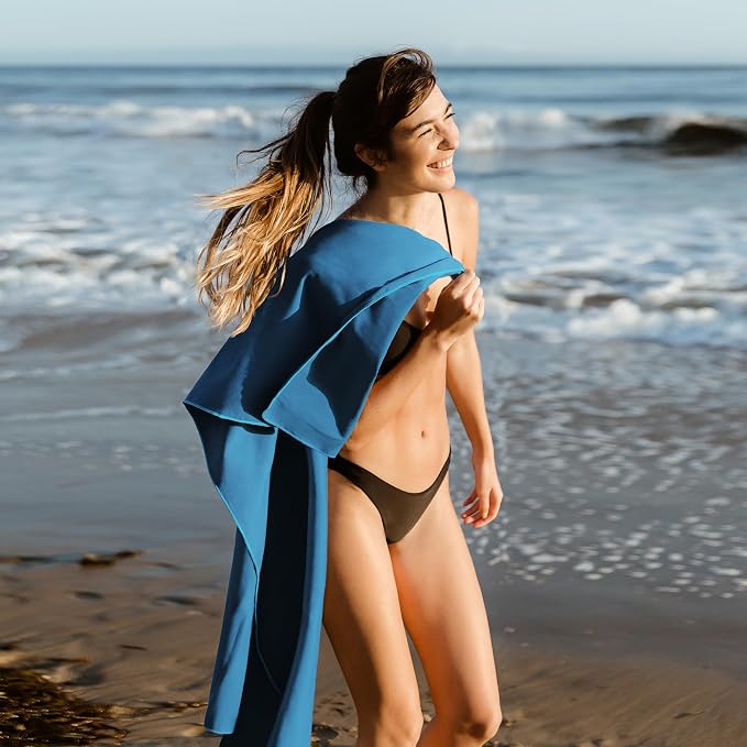 Hero Microfiber Large Beach Towel Compact for Travel (Blue, 40" x 72") - Image 3