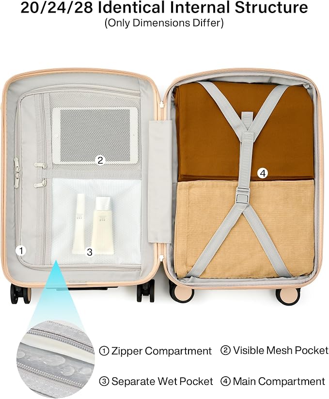 Hanke 20 Inch Expandable Carry On Luggage, 22x14x9 Airline Approved, TSA Lock Hard Shell Lightweight Suitcase for Men Women (Cuba Sand) - Image 9