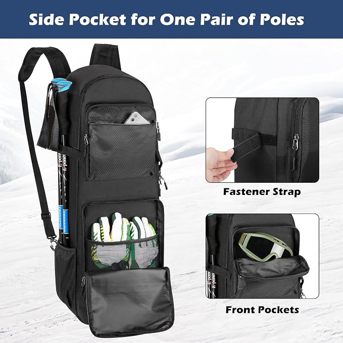 DSLEAF Snow Shoes Bag for 25”-30” Snowshoes, Snowshoe Backpack Holds A Pair of Poles, Gloves and Other Accessories, Suitable for Hiking and Climbing, Bag Only - Image 3