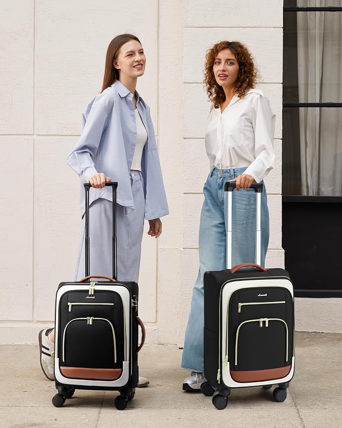 LOVEVOOK Luggage Set 2 Piece, Carry on Luggage Airline Approved, 22 & 26.5 Inch Large Rolling Suitcase with Garment Bag, Lightweight Underseat Carryon Luggage for Women Travel with TSA Lock - Image 2