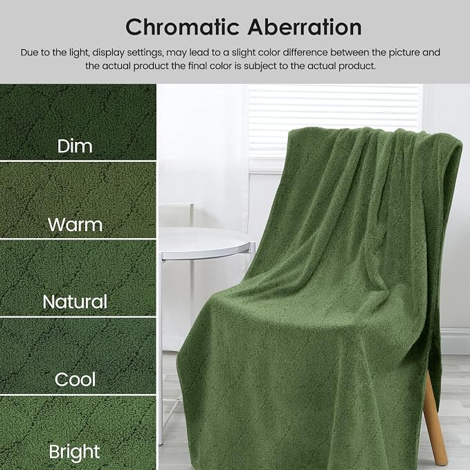 JML Microfiber Bath Towels Set of 2, Oversized, Ultra Soft, Super Absorbent, Fast Drying, No Fading Large Bathroom Towel for Yoga, Sauna, Travel, Fitness (Coral Fleece - Olive-Green, 30 in x 60 in) - Image 8