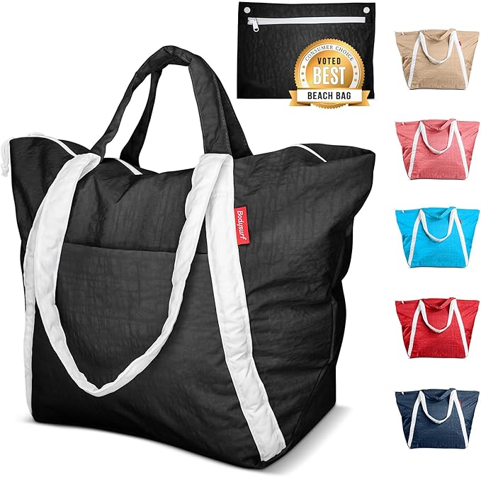 Bodysurf Beach Bag Waterproof Sandproof, Foldable Packable Travel Zip Tote by Bodysurf