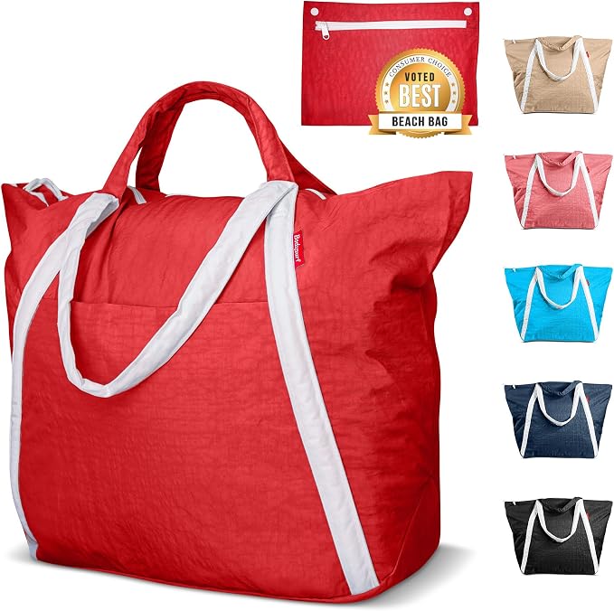 Bodysurf Beach Bag Waterproof Sandproof, Foldable Packable Travel Zip Tote by Bodysurf