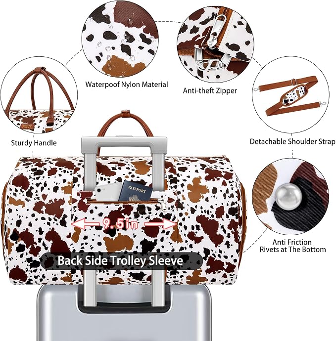 Garment Duffel Bag for Travel - Convertible Carry on Garment Duffel Travel Bag for Women Men Large Weekender Bag with Shoes Pouch 2 in 1 Hanging Suit Travel Duffel Bag 3pcs Set - Image 6