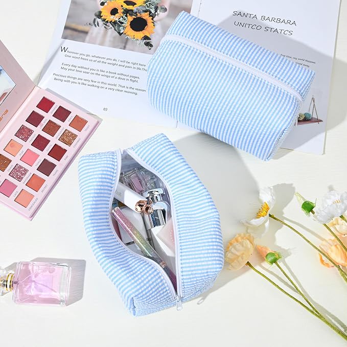 SOIDRAM 6PCS Bridesmaid Proposal Gifts Blue makeup bag bulk for Wedding Party Favors Bachelorette party decorations Toiletry Organizer Bag Cosmetic Case Gift - Image 2