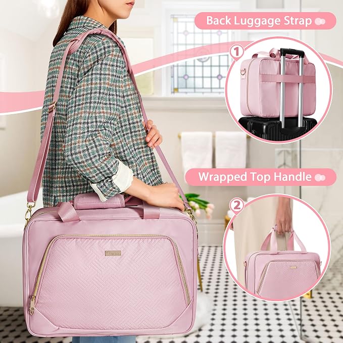 Extra Large Toiletry Bag for Women, Travel Makeup Organizer, Black | Toiletry Bag with 4 Individual Cases, Hair Tool Pocket & Makeup Brushes Compartment, Large Capacity Travel Organizer - Image 5