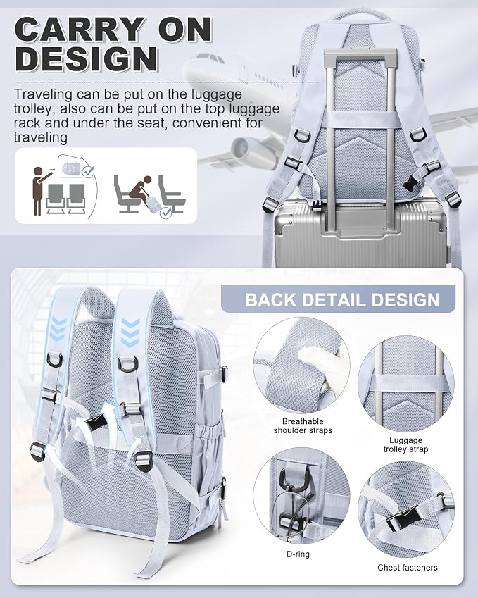 winspansy Vacuum Backpack Travel Essentials with Air Pump Compression Bags for Travel Carry on Flight Approved Seal Vacpack Personal Item Backpack with Vacuum System for Women Men Gray - Image 6