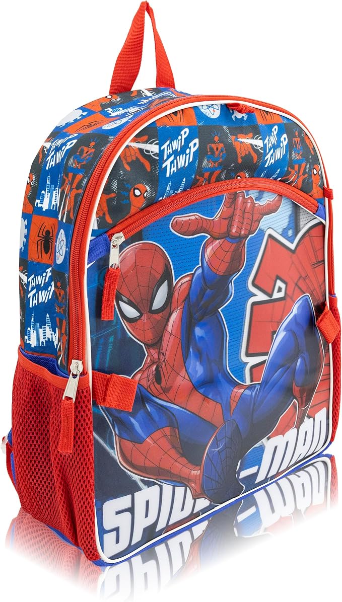 Marvel Spiderman Backpack Set for Boys | Spiderman Bookbag with Lunch Bag, Headphones, and Dangle | Kids School Spider-Man Backpack | Ages 3+ - Image 5