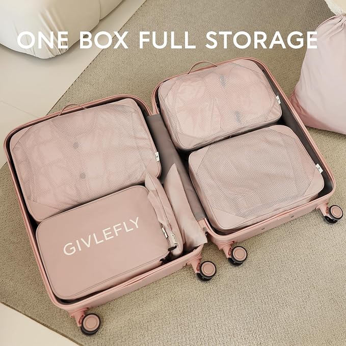 GIVLEFLY Compression Packing Cubes for Travel, 6-Piece Lightweight Luggage Organizer Bags, Space Saving Suitcase Packing Set for Women - Image 2