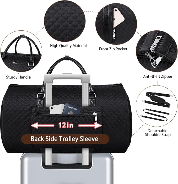 Convertible 2-in-1 Garment Bags for Travel, Carry On Garment Duffle Bag With Shoe Compartment Large Weekender Bag for Women Men Hanging Suitcase Suit Travel Duffel Overnight Bags 4pcs Set - Image 4