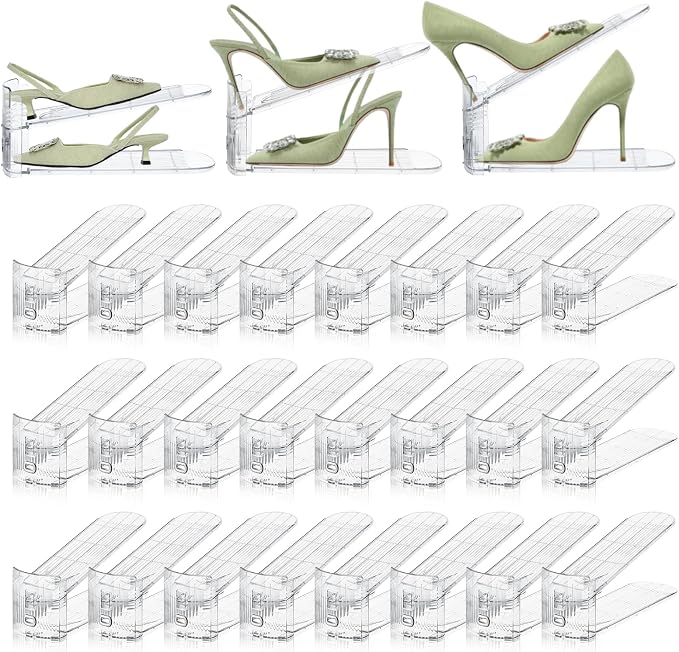 24 Pack Shoe Slots Organizer for Closet, Adjustable Shoe Stackers for a Pair of Shoes Rack Storage Shoe Space Saver 50% Shelf Display Holder for Closet by Movdeet