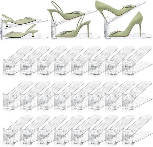 24 Pack Shoe Slots Organizer for Closet, Adjustable Shoe Stackers for a Pair of Shoes Rack Storage Shoe Space Saver 50% Shelf Display Holder for Closet by Movdeet
