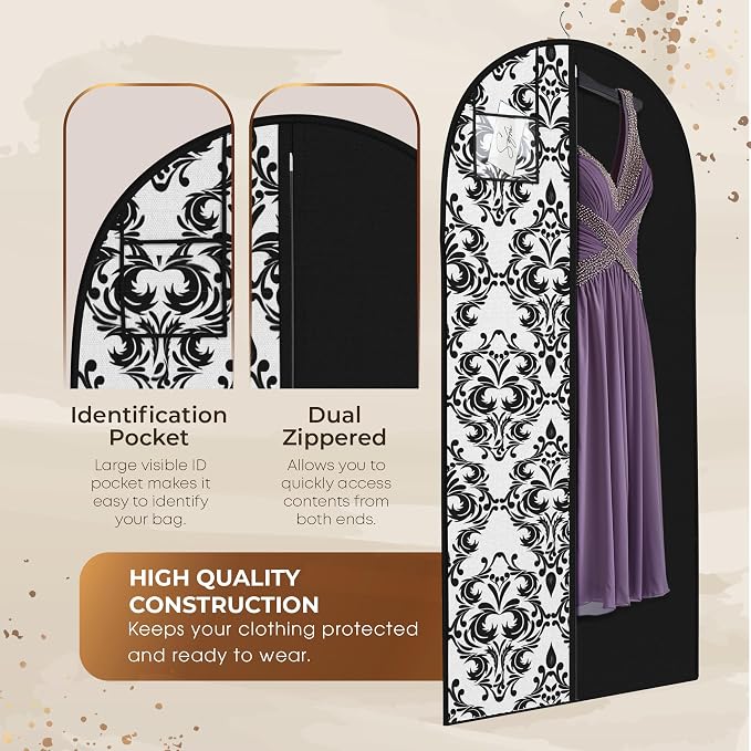 Luxury On the Go Black Suit Bag, Dress, and Travel Gown Garment Bags – 54" Hanging Garment Bag with Clear ID Window – Lightweight & Tear-Resistant – 3 Pack for Dresses, Prom, Evening Gown - Image 4