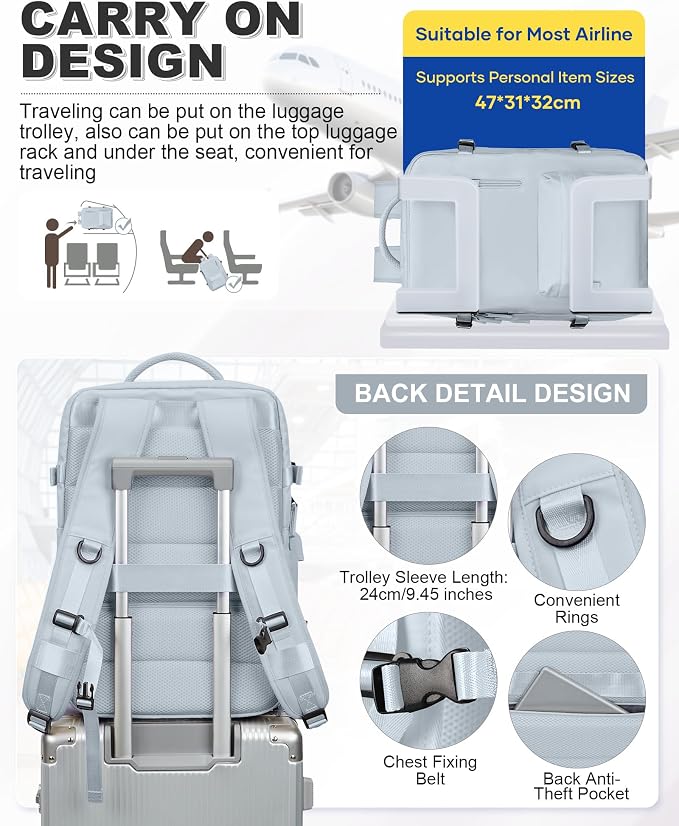 VGCUB Vacuum Backpack Travel with Pump, Vacuum Seal Compression Bags Laptop Backpack Personal Item - Image 5