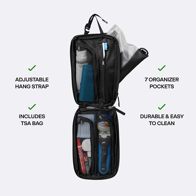 Gravel Hanging Toiletry Bag for Men and Women - Comes in 2 Sizes, Water-Resistant, Durable, Compact, Dopp Kit Travel Toiletry bag (Black, Plus) - Image 6