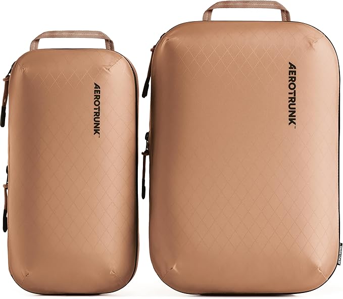 Aerotrunk Ultralight Compression Packing Cubes - Lightweight Travel Organizers for Suitcases and Luggage (3-Pack, Mocha) by Aerotrunk