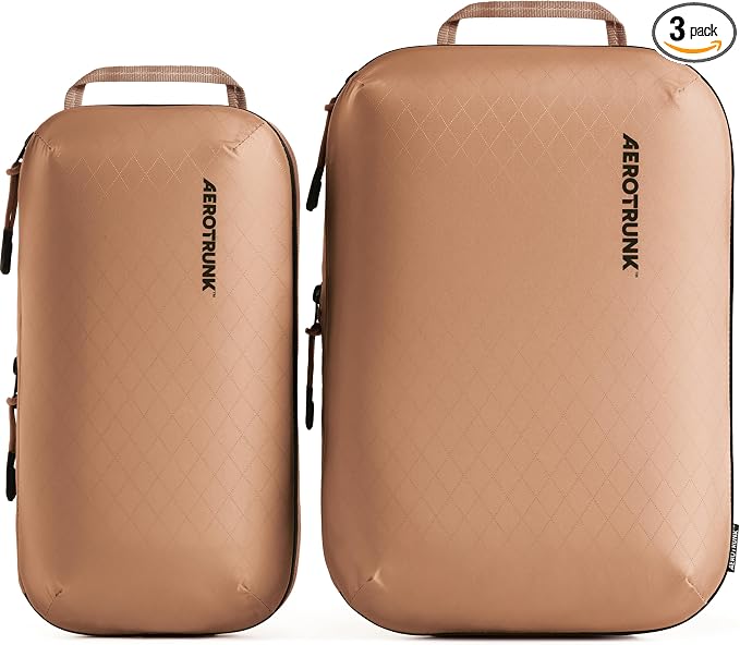 Aerotrunk Ultralight Compression Packing Cubes - Lightweight Travel Organizers for Suitcases and Luggage (3-Pack, Mocha) by Aerotrunk