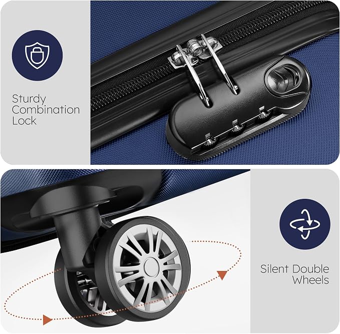 Suitour 11 Piece Travel Luggage Sets(32/28/24/20″), 4 Piece Hardshell Suitcase with Wheels, 20inch Carry on Luggage, 24inch 28inch 32inch Checked Luggage(Navy Blue) - Image 3